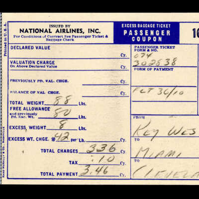 Eastern Air Lines Excess Baggage Ticket