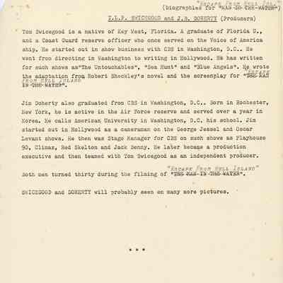 'Escape From Hell Island' Press Packet: © Key West Art & Historical Society