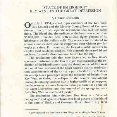 '"State of Emergency": Key West in the Great Depression' by Garry Boulard: © Key West Art & Historical Society
