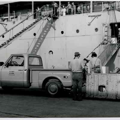 US Navy Personnel Performing Duties Pier Side