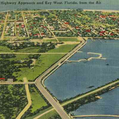 Highway approach and Key West from the air