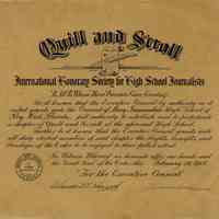 Quill and Scroll Society Certificate