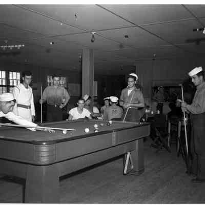 US Navy Sailors in a Billiards Hall