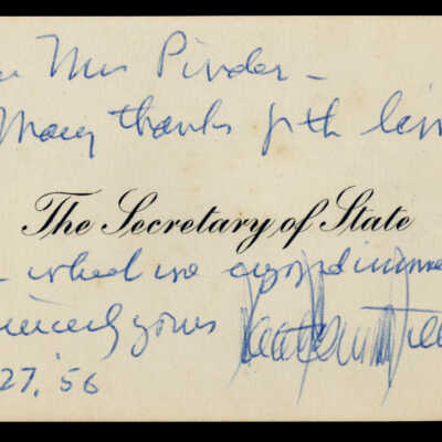 Note from John Foster Douglas to Joseph Pinder
