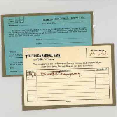 The Florida National Bank at Key West Safety Deposit Box Cards