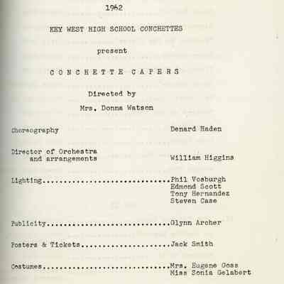 Key West High School Conchettes Present Conchette Capers: © Key West Art & Historical Society