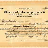 Mirasol, Incorporated Stock Certificate