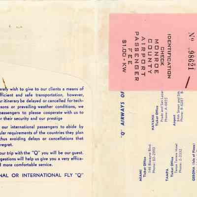 Q Airways Ticket Envelope: © Key West Art & Historical Society