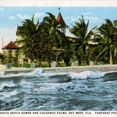 South Beach Homes and Cocoanuts Palms, Key West, Fla. Furthest Point South in the U.S.A.
