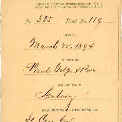 Customs Import Receipts