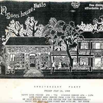 Pigeon House Patio Anniversary Party Menu