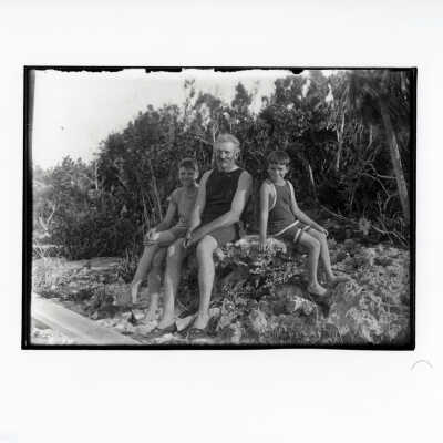 Unknown Man and Two Boy at Pigeon Key