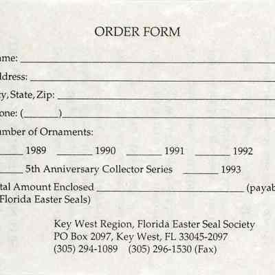 Christmas in the Keys Ornaments Order Form: © Key West Art & Historical Society