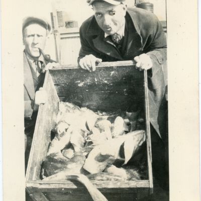 Two Men with a Box of Fish