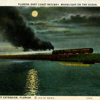Florida East Coast Railway, Moonlight on the Ocean, Train at Sea Crossing Key West Extension, Florida