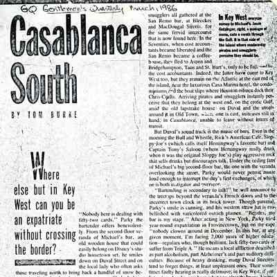 "Casablanca South" article from March 1986 issue of GQ: © Key West Art & Historical Society