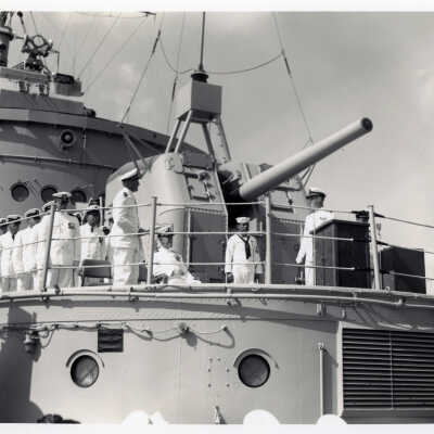 U.S. Navy Personnel on an Unknown Warship