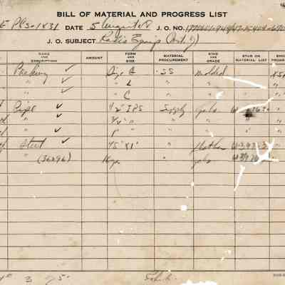 Bill of Material and Progress List