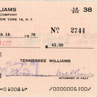 Tennessee Williams Bank Check