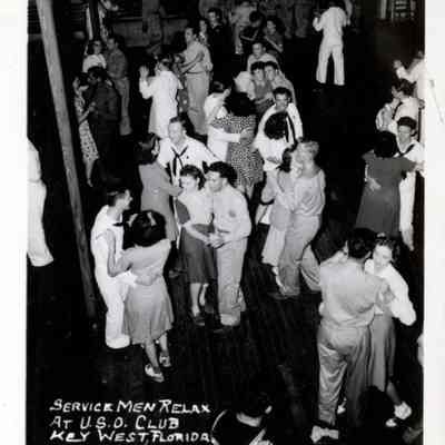 Service Men Relax at USO Club, Key West, Florida