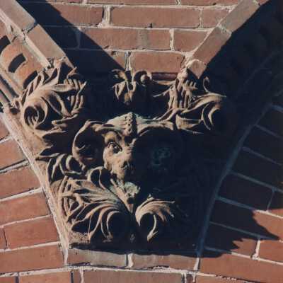 Terra cotta and brick detail work on the exterior.