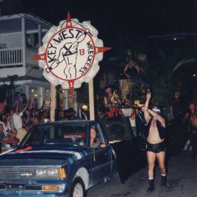 A float in the parade that reads Key West wreckers.