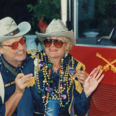 Unknown couple dressed up.