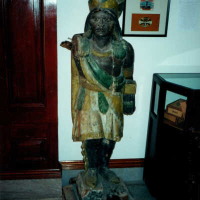 A wooden Indian statue