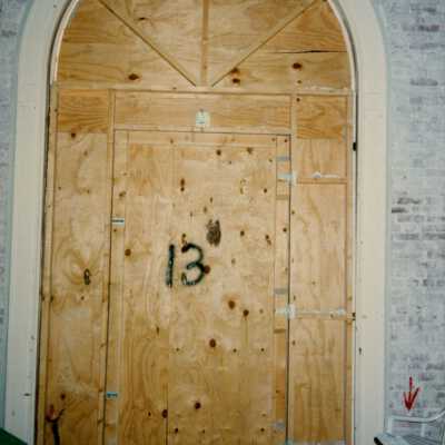 A door labeled number 13.
