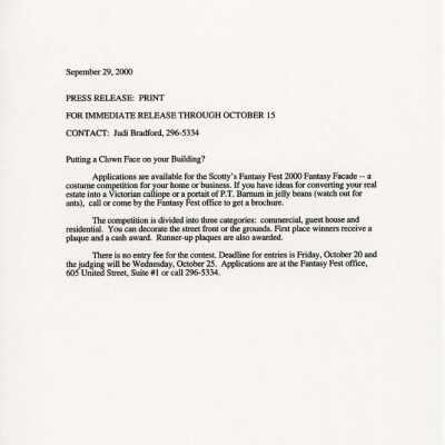 A press release to print about putting a clown face on your building.