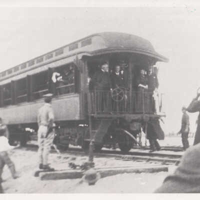 Mr. and Mrs. Flagler on the observation car