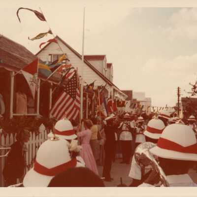 A band playing in a parade