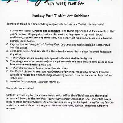 Fantasy Fest T-shirt art guidelines.