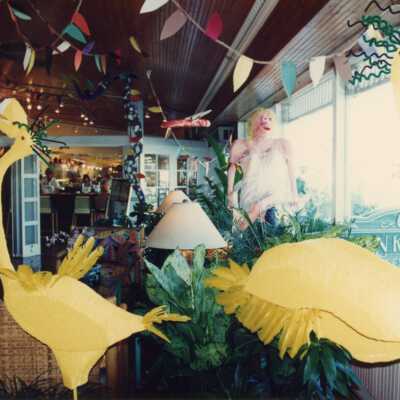 A hotel decorated for Fantasy Fest.