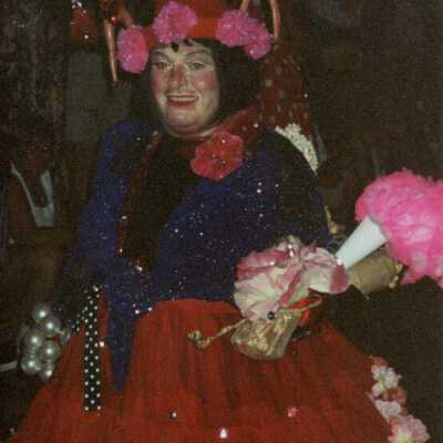 An unknown person dressed up.