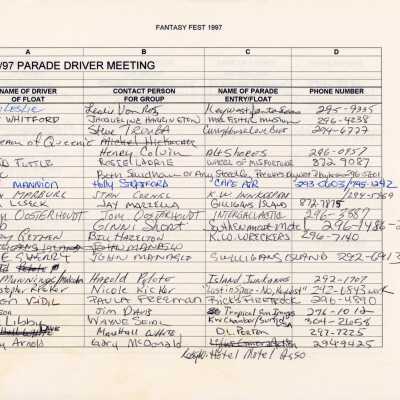 Roll call for the parade driving meeting.