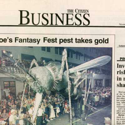 An article in the Key West Citizen that reads Key West Aloe's Fantasy Fest