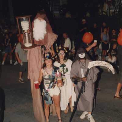Unknown people dressed up in the parade.