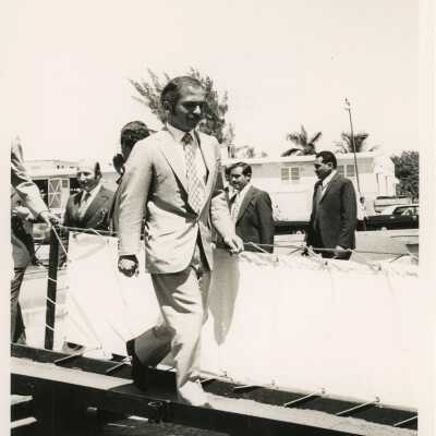 Unknown man walking down a ramp