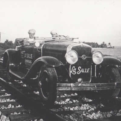 La Salle Automobile on Train Tracks