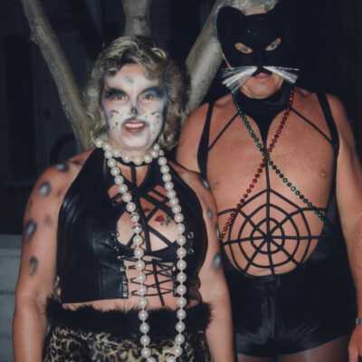 Unknown couple dressed up.