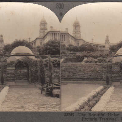 Stereoview of the Union Buildings and Gardens, Pretoria, South Africa