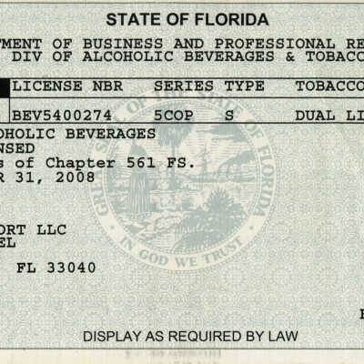 Retailer of Alcoholic Beverages License Atlantic Shores