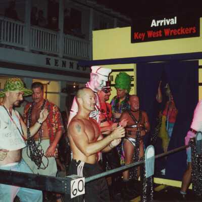 A float in the parade that reads Key West wreckers.