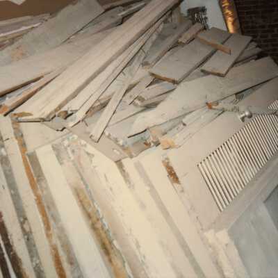 Doors stacked next to each other.