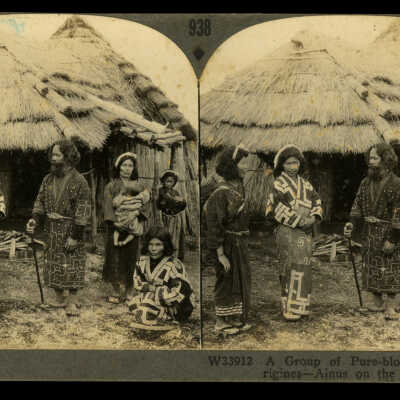 A Group of Pure-Blooded Japanese Aborigines-Ainus on the Island of Hokkaido