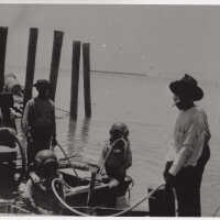 Divers Working on Overseas Railway Bridge