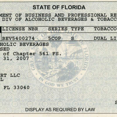 Retailer of Alcoholic Beverages License Atlantic Shores