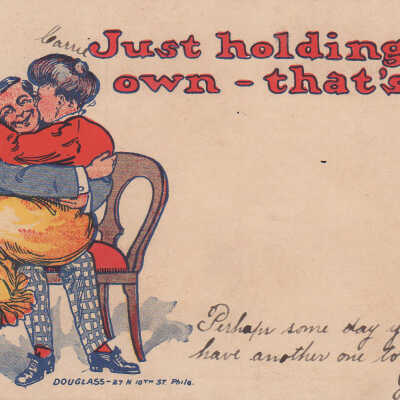 Man embracing a woman