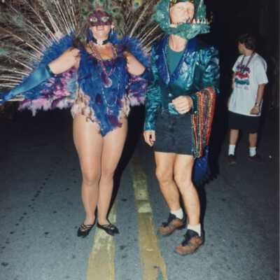 Unknown people dressed up.